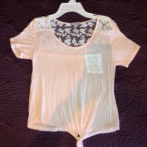 Charlotte Russe light pink top w/ lace